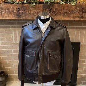 Schott NYC mens 42 A2 Brown Leather Flight Jacket